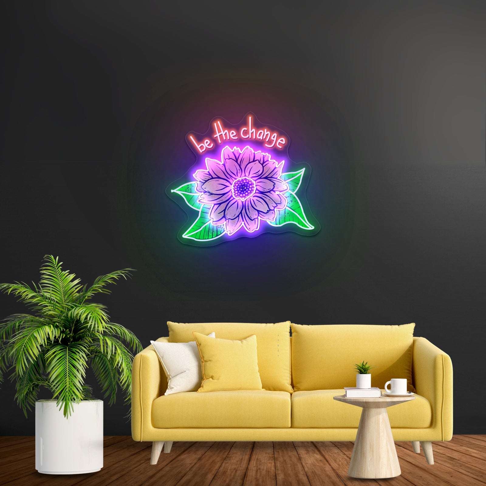 Be The Change Sunflower Neon Signs Wall Decor - Shineneon