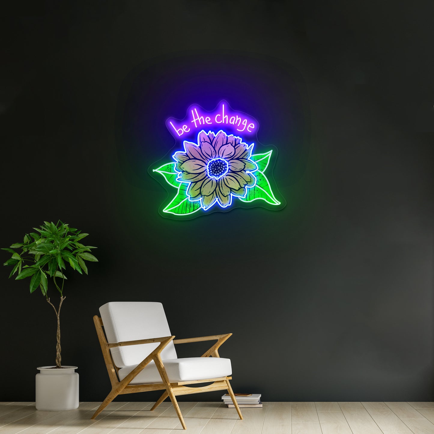 Be The Change Sunflower Neon Signs wall decor