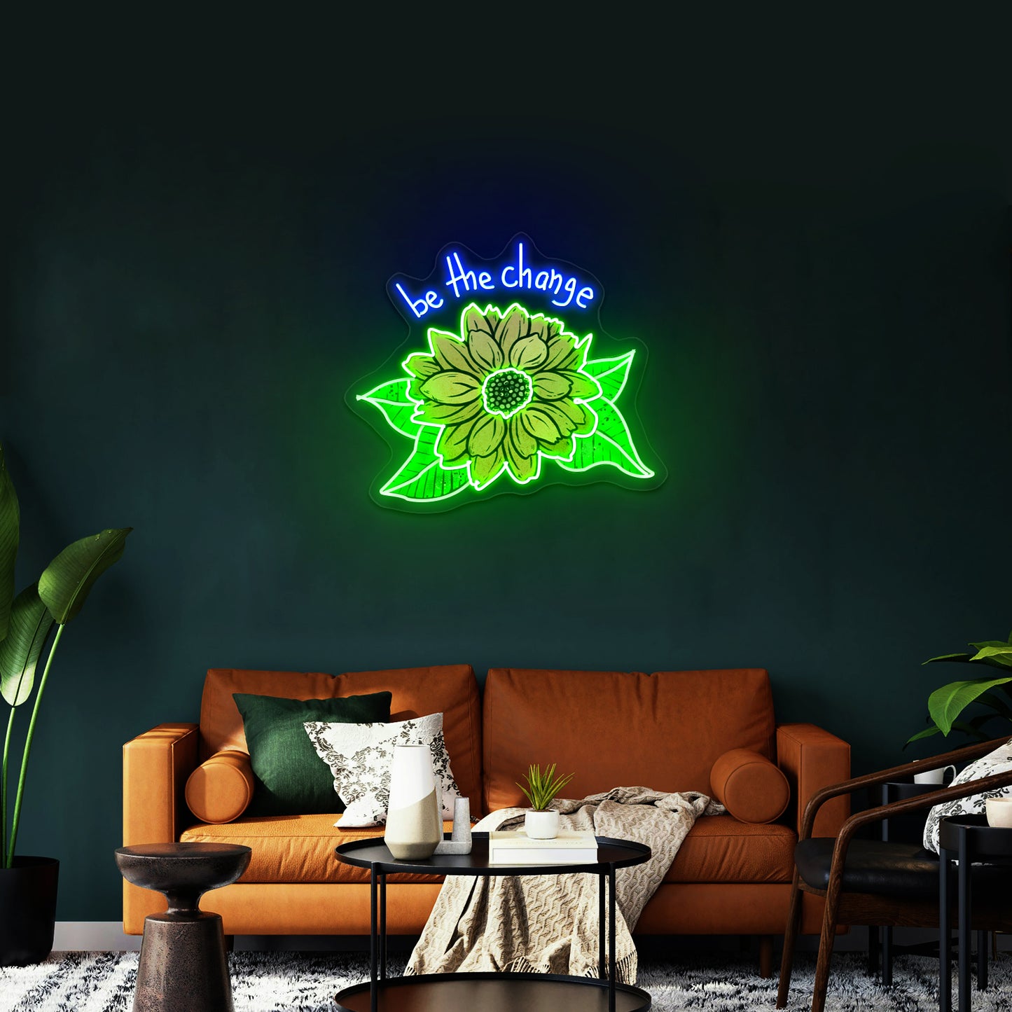 Be The Change Sunflower Neon Signs wall decor