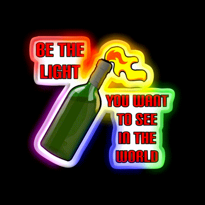 Be The Light Molotov Cocktail Bar Decor Led Neon Sign Rgb Color - LED neon sign close-up detail