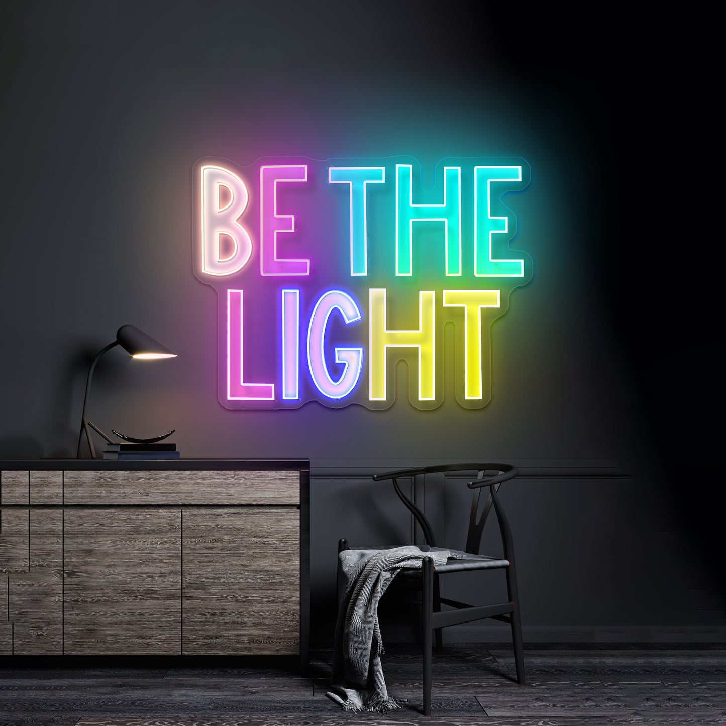 Be The Light Positivity Lettering Neon Signs for business