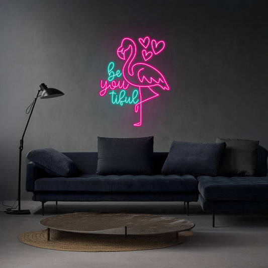 Be You Tiful Flamingo Neon Sign