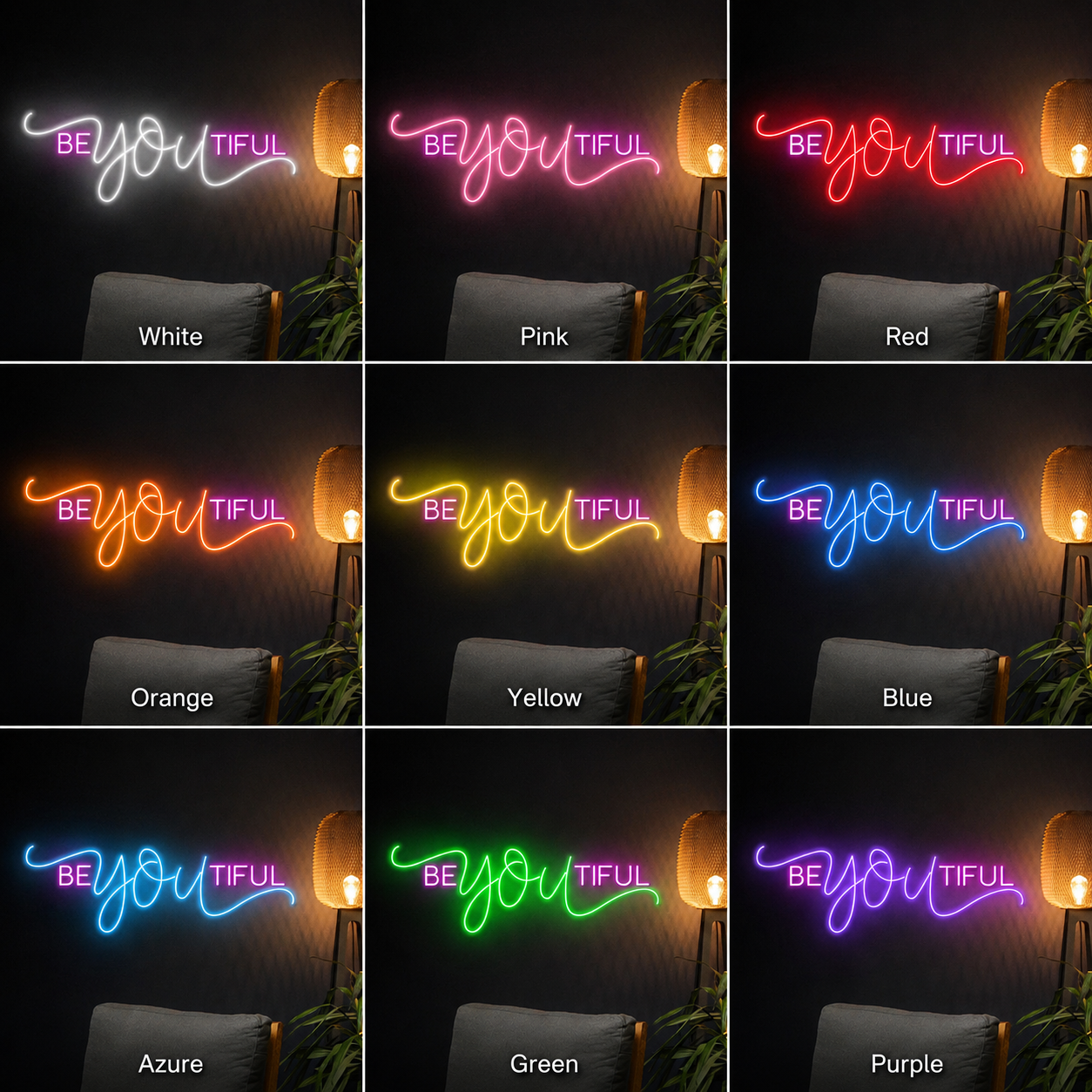 Be You Tiful Wall Decor LED Neon Sign - 05 Color Grid