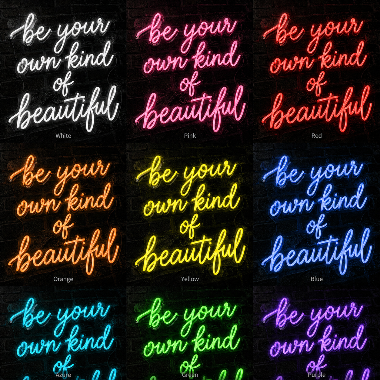 Be Your Own Kind Of Beautiful LED Neon Sign Home Wall Art Wall Neon Sign - 05 Color Grid