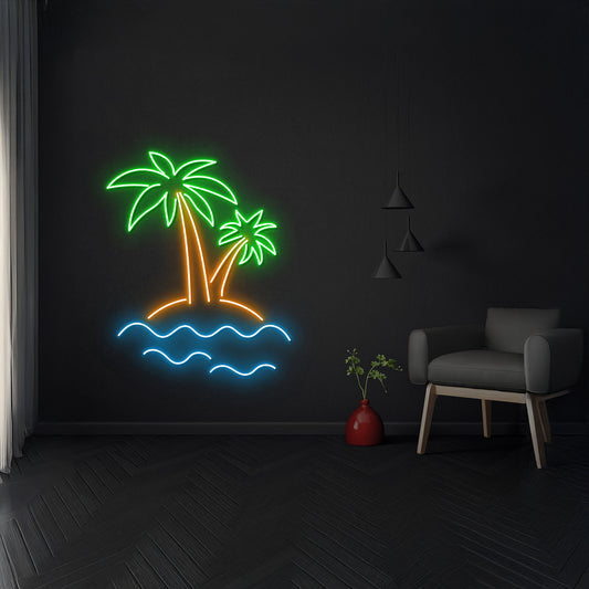 Beach Tropical Palm Island Led Sign