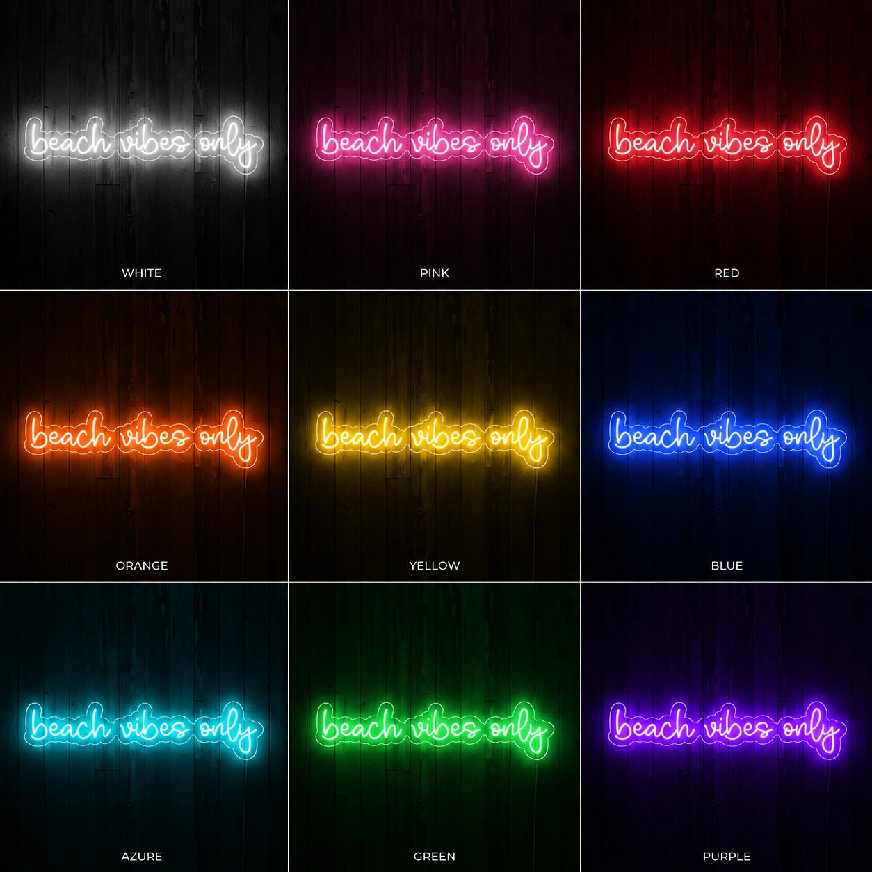 Beach Vibes Only Neon Sign LED Neon Sign color grid
