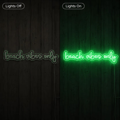 Beach Vibes Only Neon Sign LED Neon Sign day and night comparison