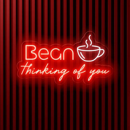 Bean Thinking Of You Coffee Cup Led Neon Sign For Cafe Home Decor | Shineneon