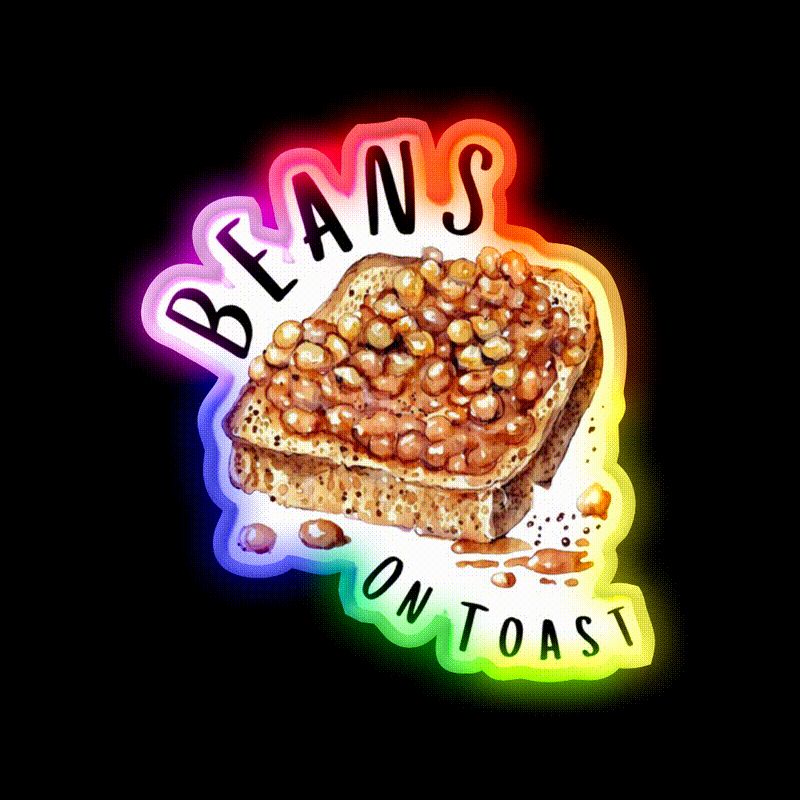 Beans On Toast Baked Beans Classic British Food Snack Food Led Neon Sign Rgb Color - LED neon sign close-up detail