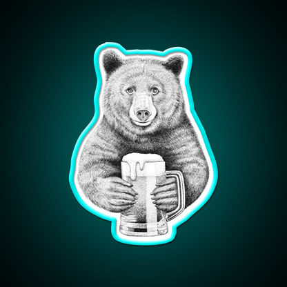Bear Beer Bar Decor Led Neon Sign Wall Art Rgb Color - Size and dimension reference
