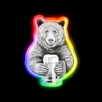 Bear Beer Bar Decor Led Neon Sign Wall Art Rgb Color - LED neon sign close-up detail