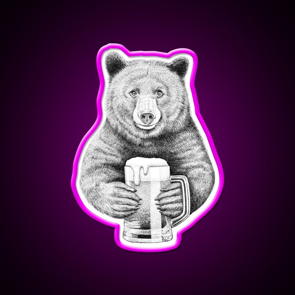 Bear Beer Bar Decor Led Neon Sign Wall Art Rgb Color - Neon sign mounted on wall in room