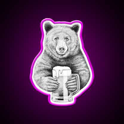 Bear Beer Bar Decor Led Neon Sign Wall Art Rgb Color - Neon sign mounted on wall in room