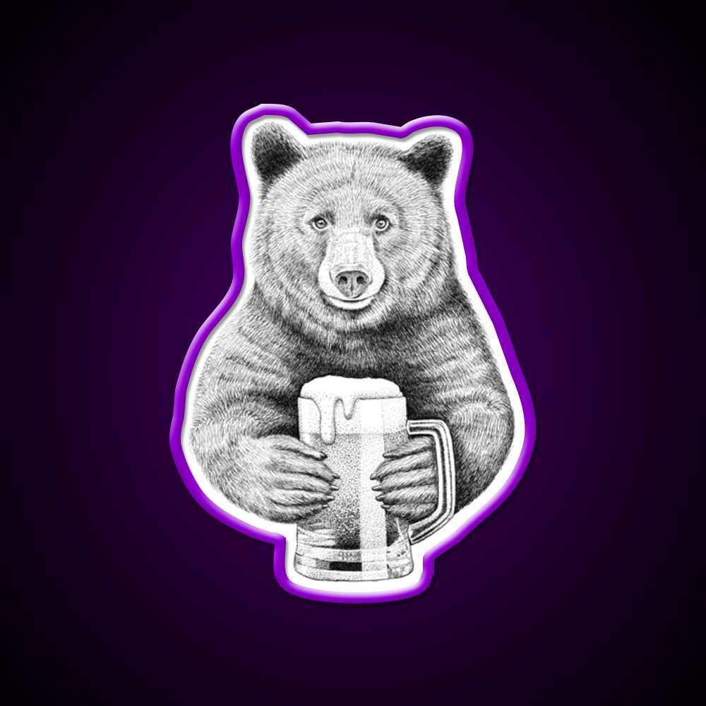 Bear Beer Bar Decor Led Neon Sign Wall Art Rgb Color - LED neon sign view 9