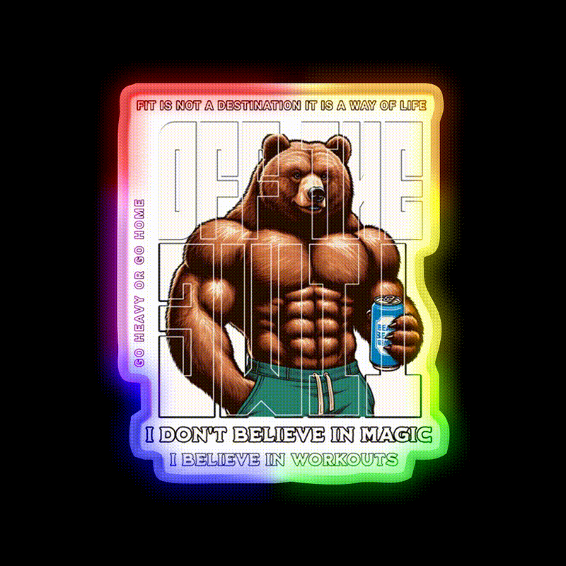 Bear Bodybuilding Gym Fitness Led Neon Sign Rgb Color