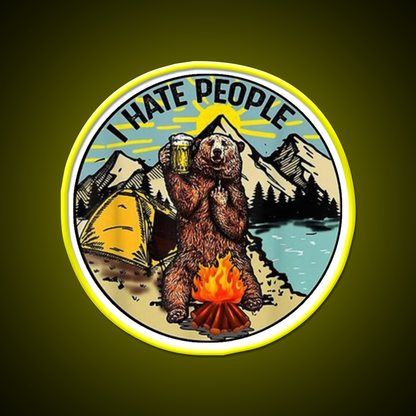 Bear Camping I Hate People Beer Bar Decor Led Neon Sign Rgb Color - LED neon sign view 7