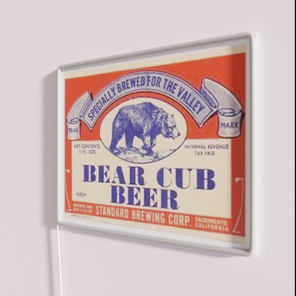 Bear Cub Beer Rgb Led Neon Sign - Neon sign mounted on wall in room