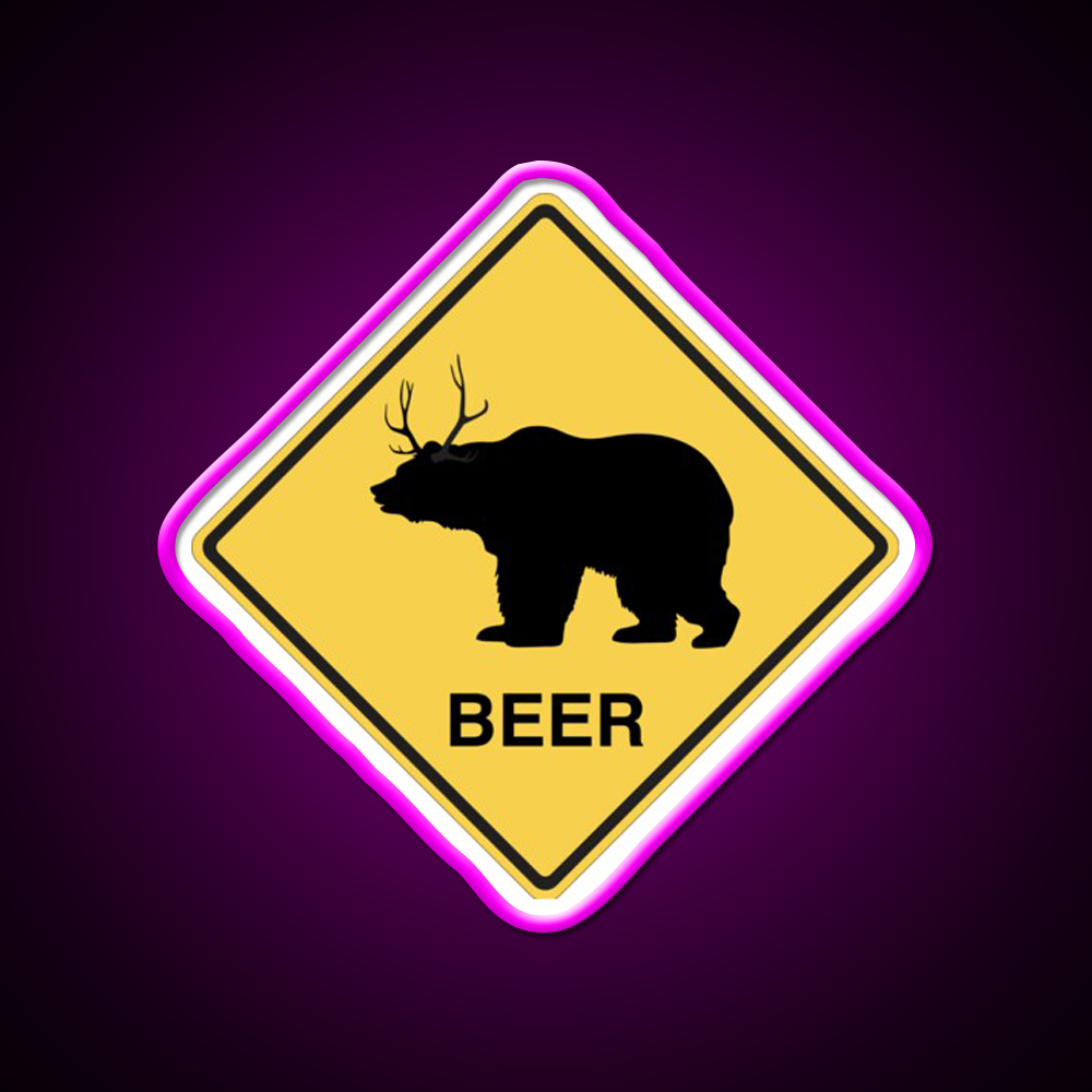 Bear Deer Beer Bar Decor Led Neon Sign Rgb Color - Neon sign mounted on wall in room