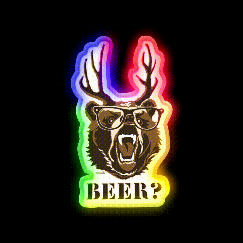 Bear Deer Or Beer Man Cave Bar Led Neon Sign Rgb Color