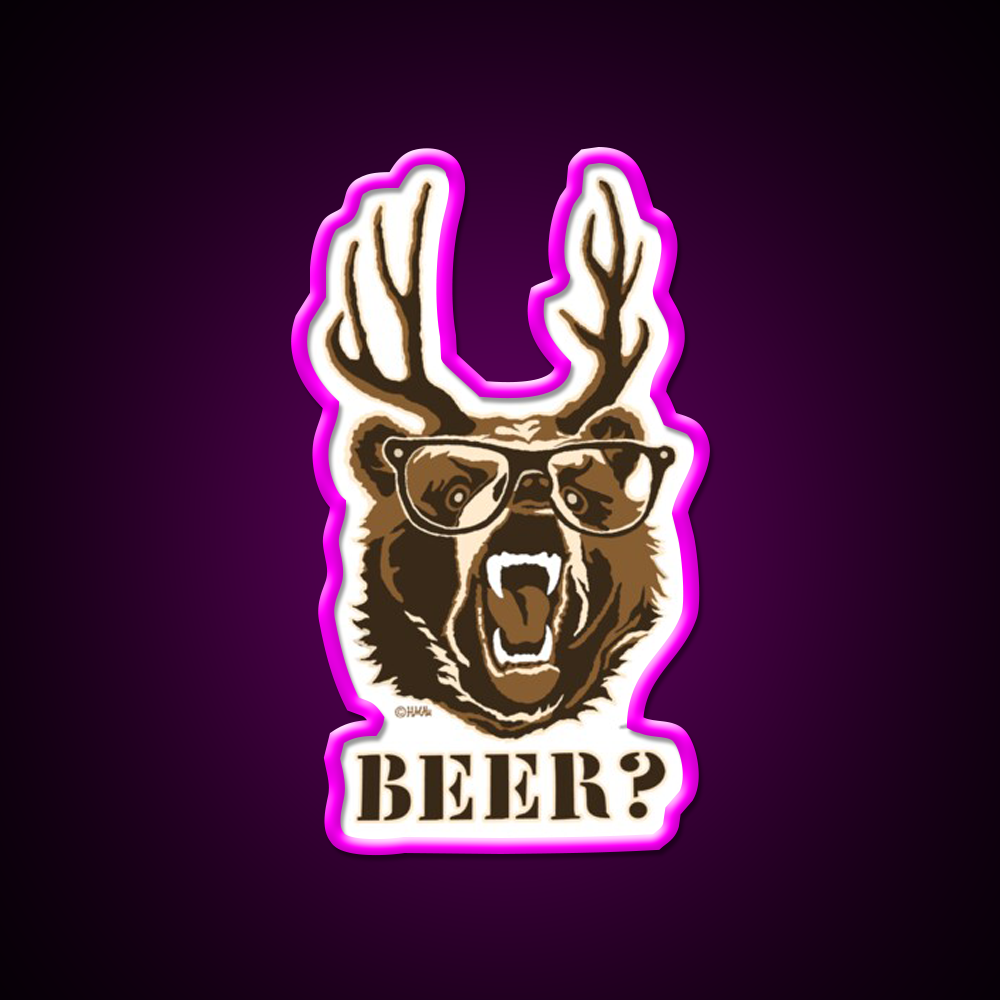 Bear Deer Or Beer Man Cave Bar Led Neon Sign Rgb Color