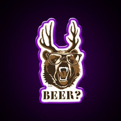 Bear Deer Or Beer Man Cave Bar Led Neon Sign Rgb Color