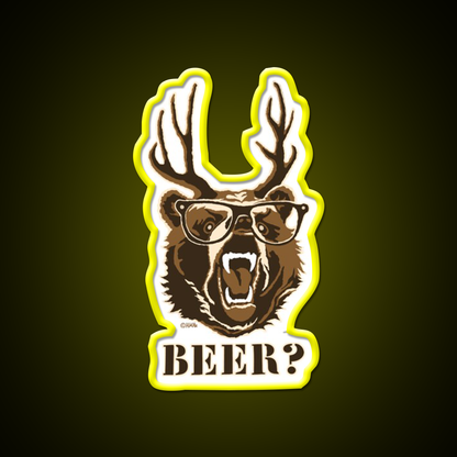 Bear Deer Or Beer Man Cave Bar Led Neon Sign Rgb Color