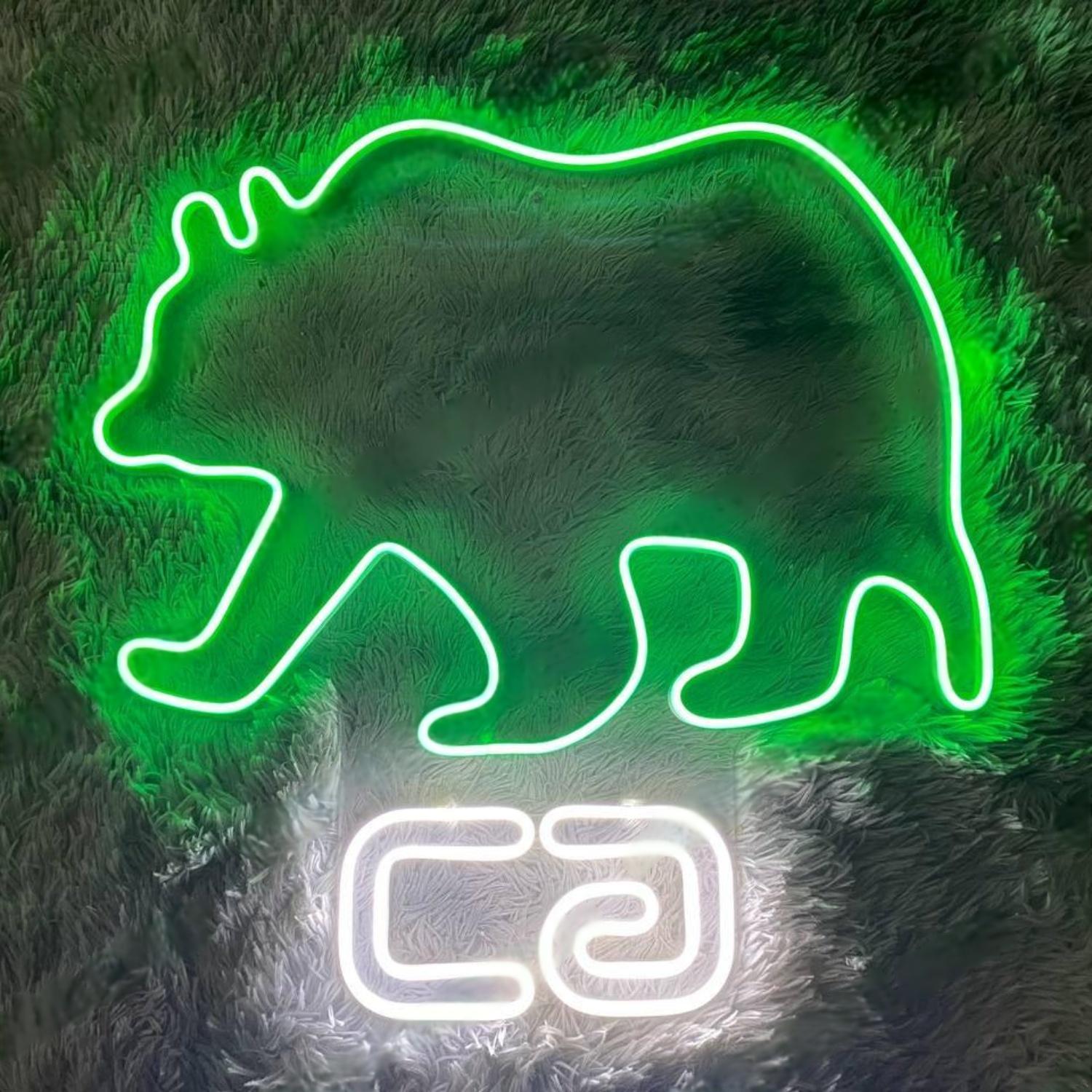 Bear Head Ca Blue White Led Neon Sign For Home Bar Cafe Decor | Shineneon