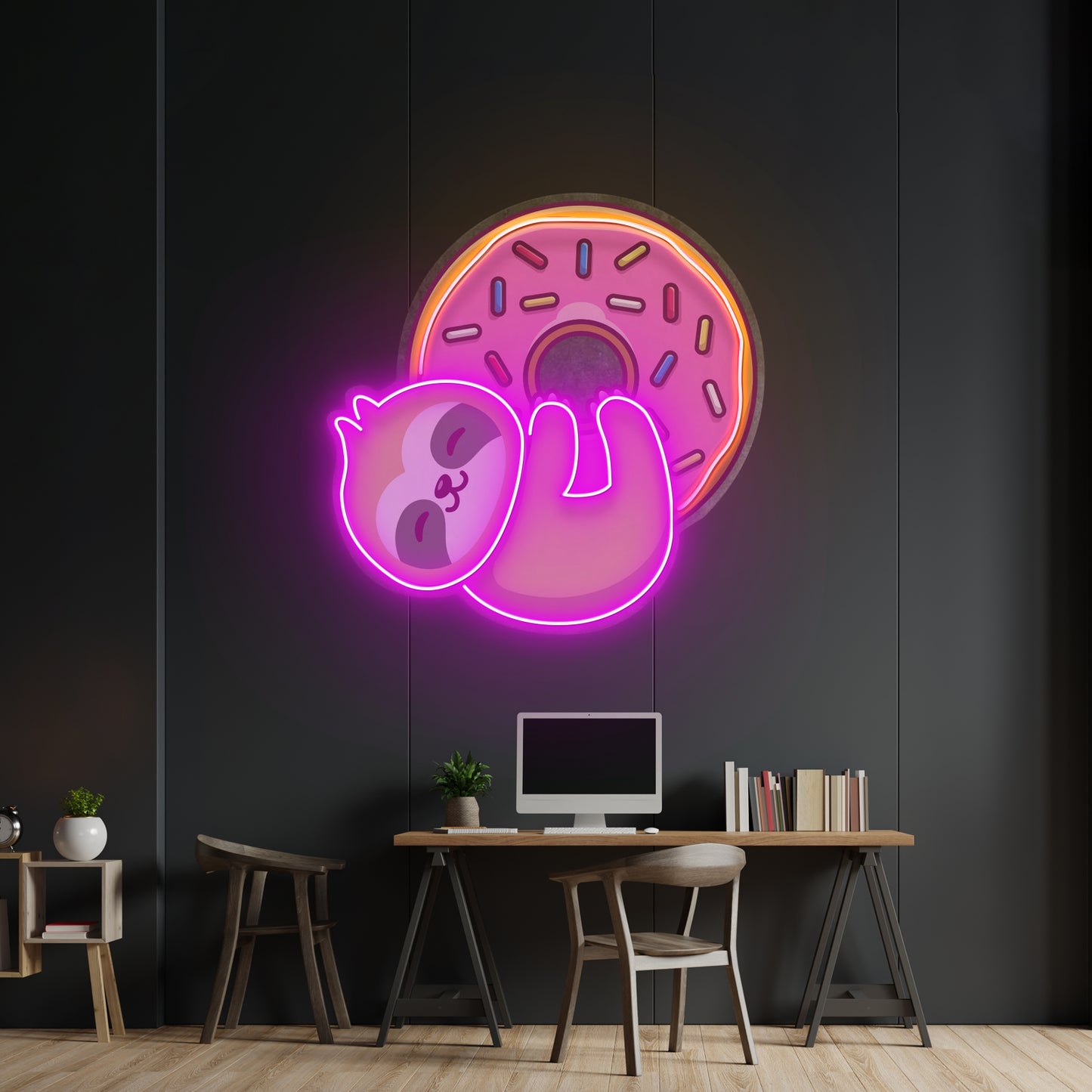 Bear Hugging Donuts Led Neon Sign Light Custom Led Signs