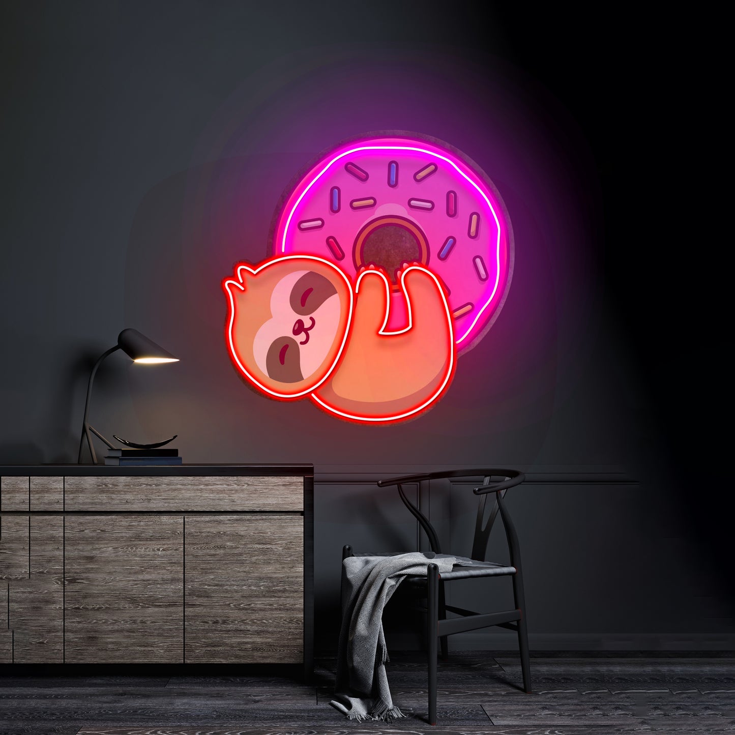 Bear Hugging Donuts Led Neon Sign Light Custom Led Signs