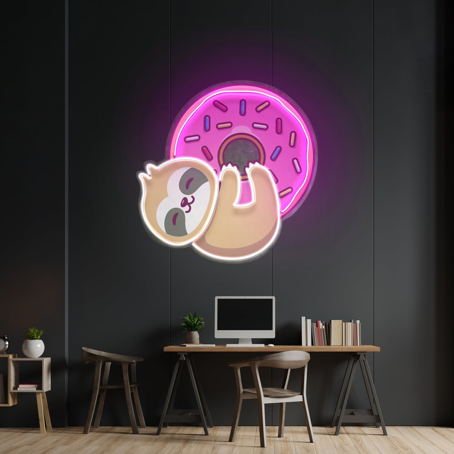 Bear Hugging Donuts Led Neon Sign Light Custom Led Signs