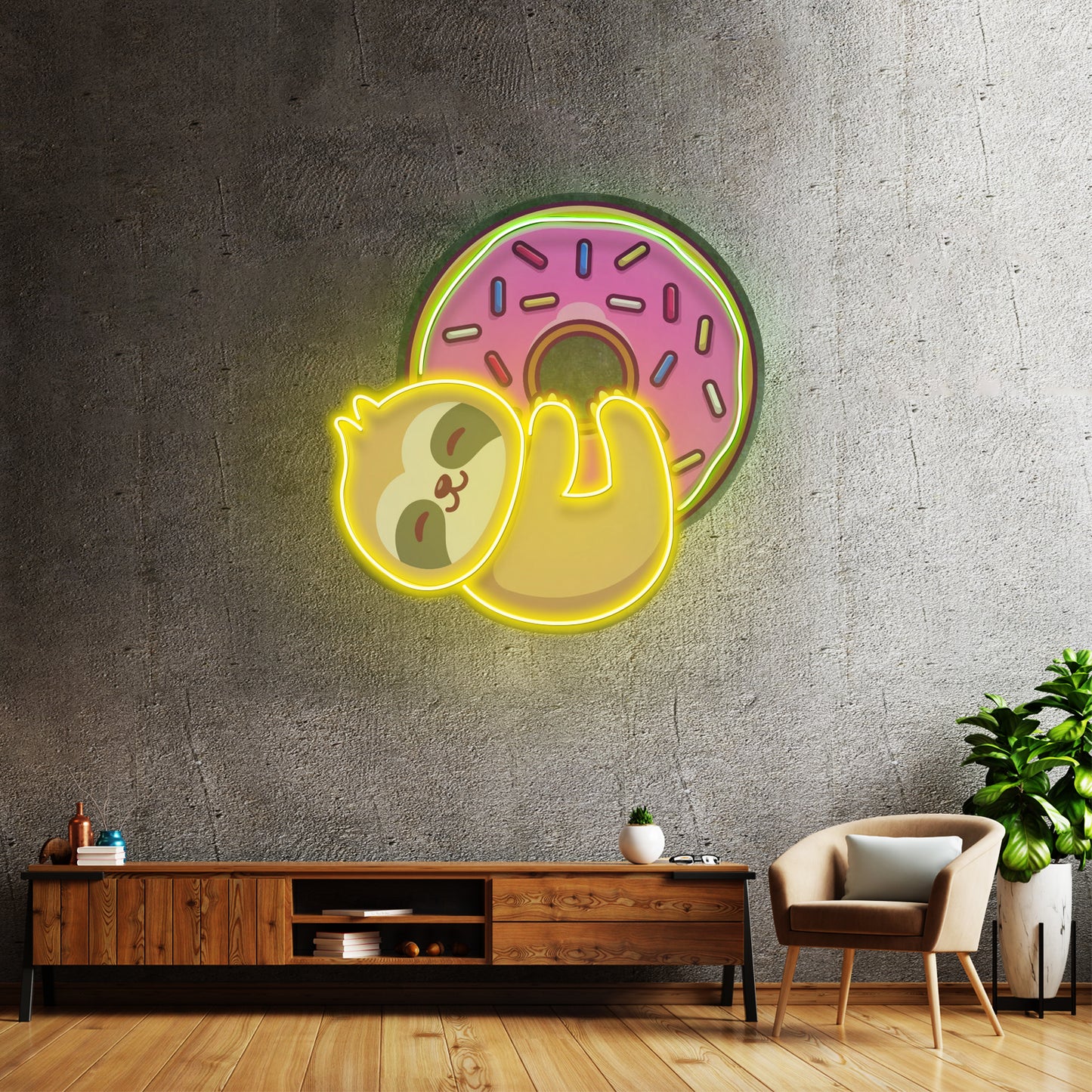 Bear Hugging Donuts Led Neon Sign Light Custom Led Signs