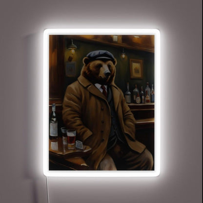 Bear In A Bar Oil Painting Style Rgb Led Neon Sign - Custom LED neon sign front view