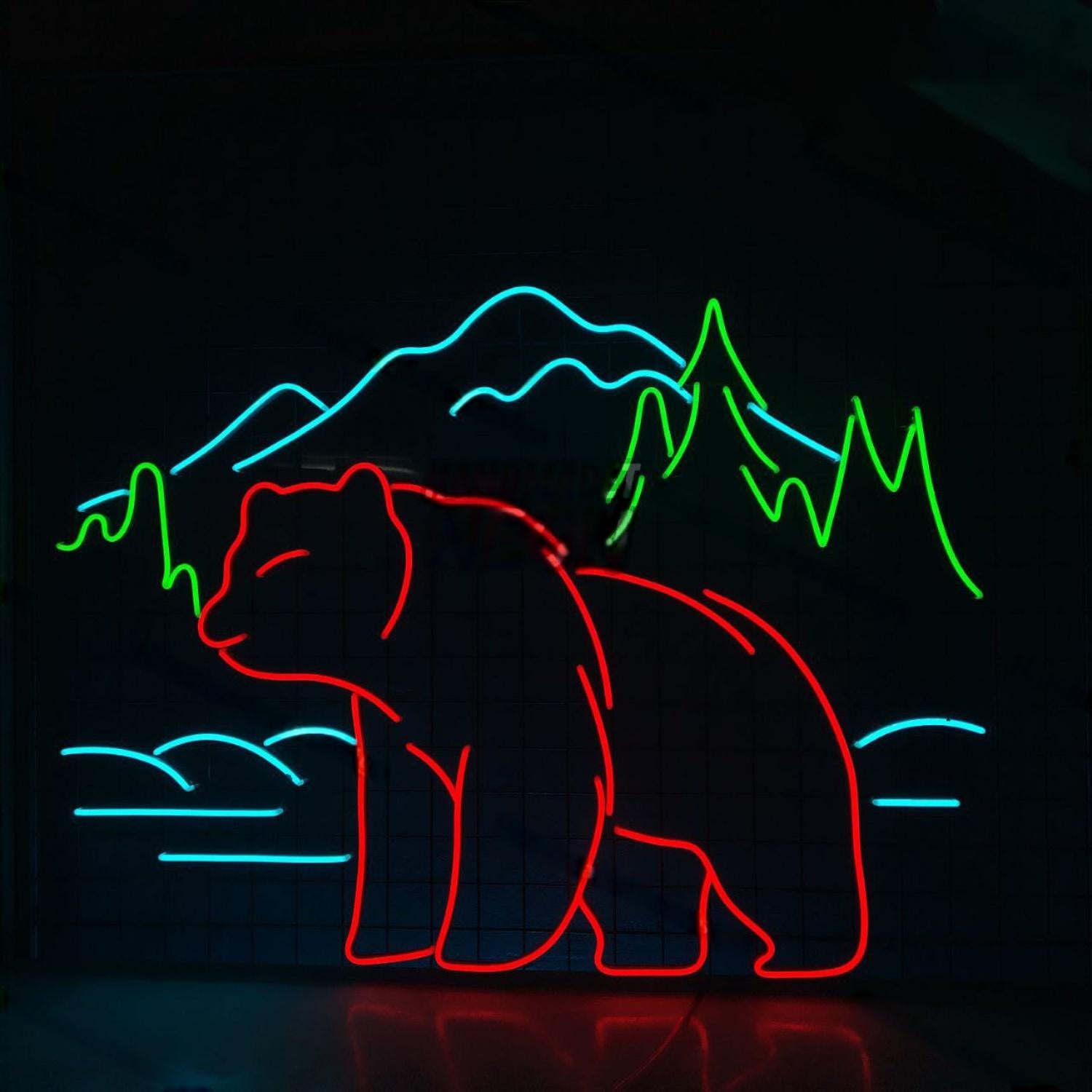 Bear In Mountain Led Neon Sign Led Decor | Shineneon