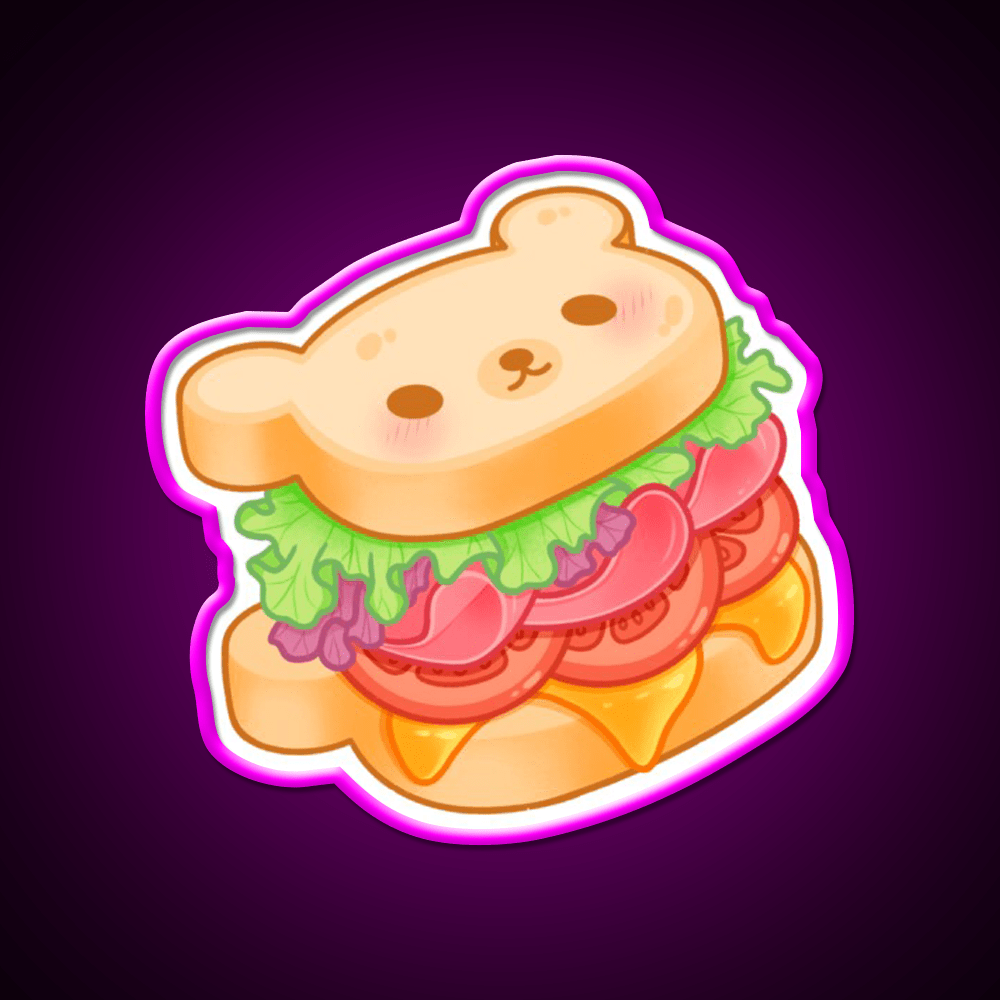 Bear Sandwich Snack Food Led Neon Sign Rgb Color - Shineneon