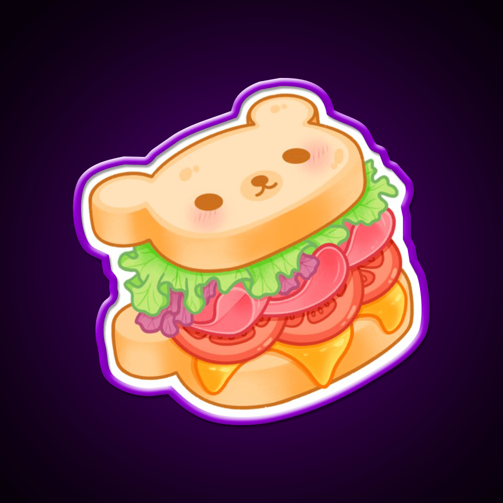 Bear Sandwich Snack Food Led Neon Sign Rgb Color - Shineneon
