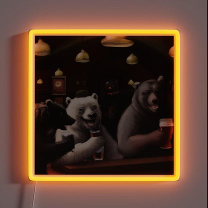 Bear Squad A Night Out At The Pub Rgb Led Neon Sign - Custom LED neon sign front view