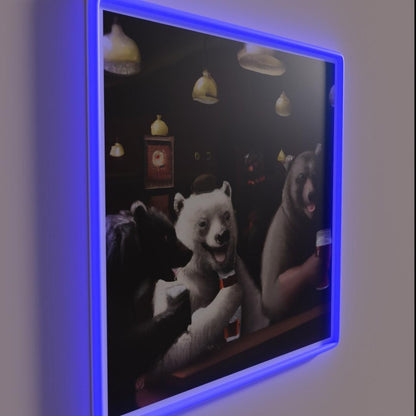 Bear Squad A Night Out At The Pub Rgb Led Neon Sign - LED neon sign close-up detail