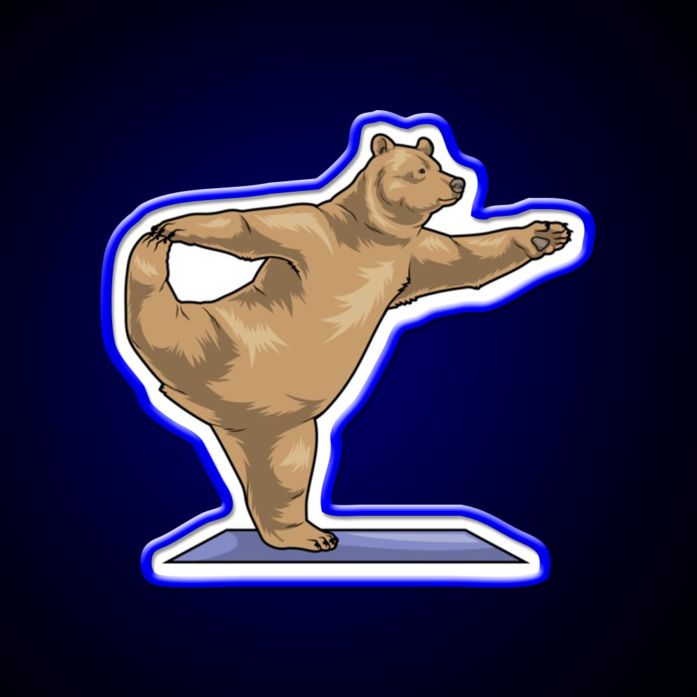 Bear Yoga Mat Yoga Led Neon Sign For Wellness Space Rgb Color