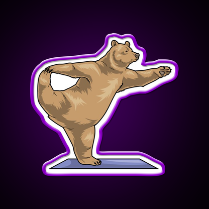 Bear Yoga Mat Yoga Led Neon Sign For Wellness Space Rgb Color