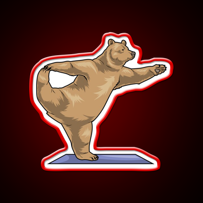 Bear Yoga Mat Yoga Led Neon Sign For Wellness Space Rgb Color