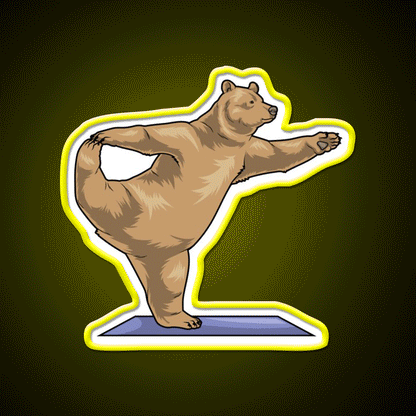 Bear Yoga Mat Yoga Led Neon Sign For Wellness Space Rgb Color