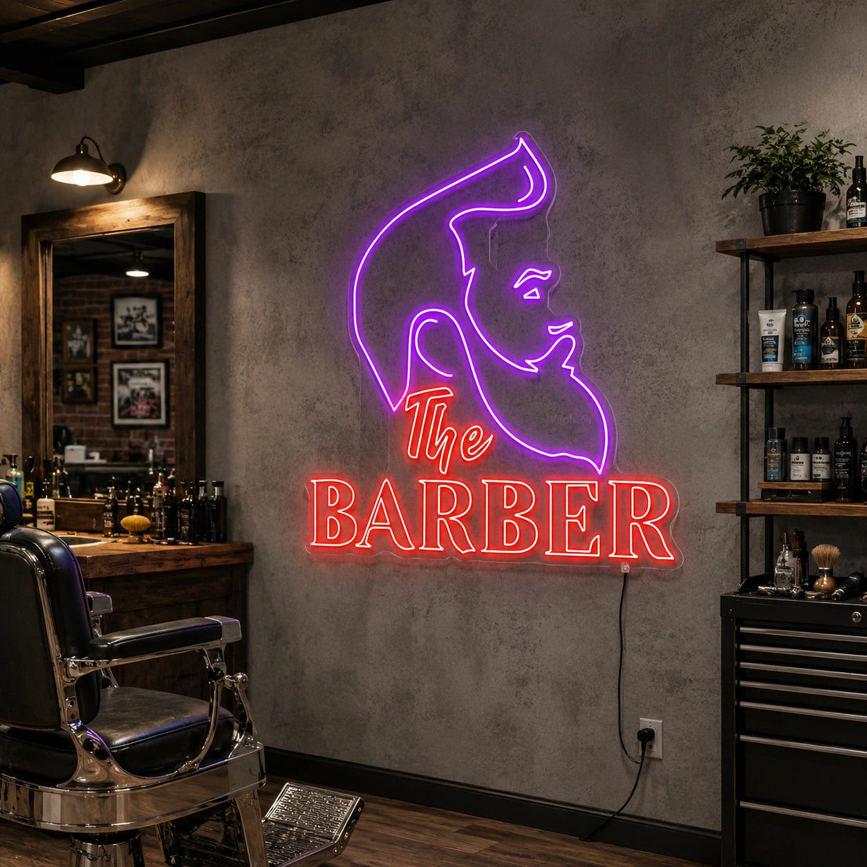 Bearded Barber Neon Sign LED Neon Sign real lifestyle scene