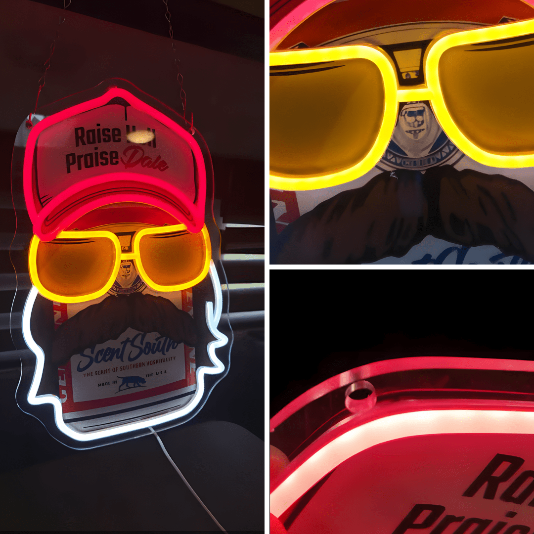 Bearded Racing Guy USB Led Neon Sign for Boys Room Man Cave Game Room & Birthday Gifts - Shineneon