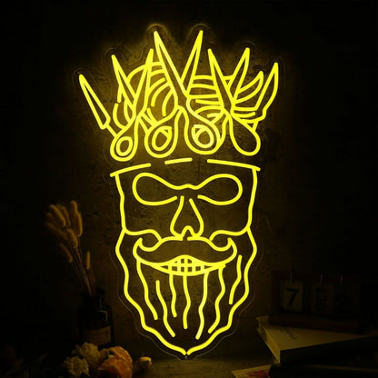 Bearded Skull With Scissors On Head Neon Sign | Shineneon
