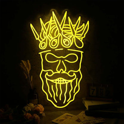 Bearded Skull With Scissors On Head Neon Sign | Shineneon