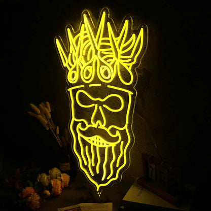 Bearded Skull With Scissors On Head Neon Sign | Shineneon