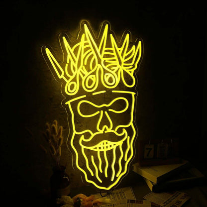 Bearded Skull With Scissors On Head Neon Sign | Shineneon