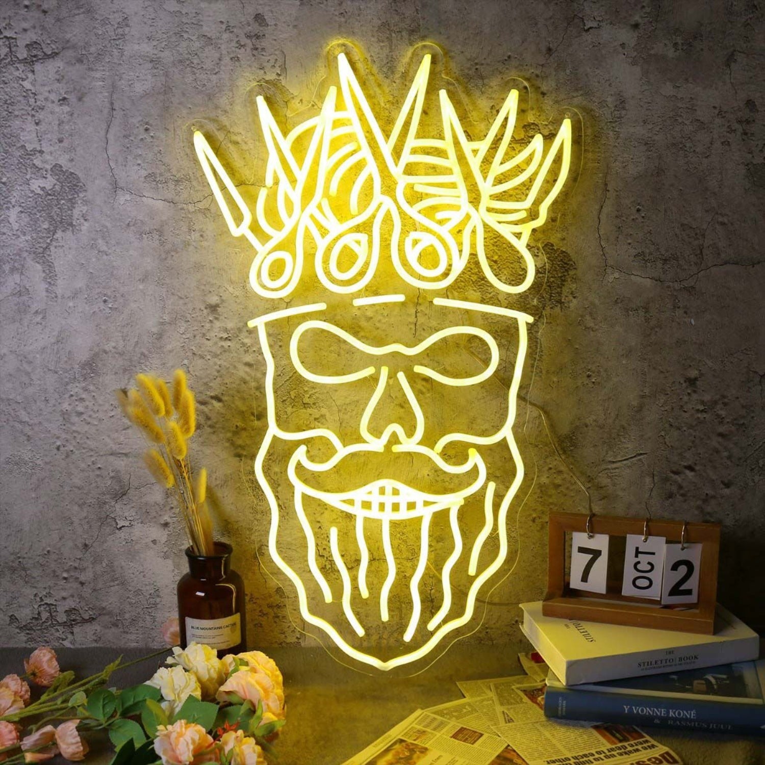 Bearded Skull With Scissors On Head Neon Sign | Shineneon