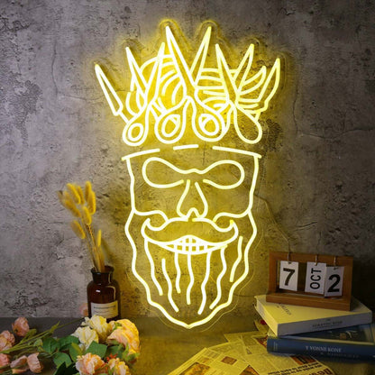 Bearded Skull With Scissors On Head Neon Sign | Shineneon