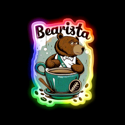 Bearista Cafe Led Neon Sign Espresso Bar Art Rgb Color